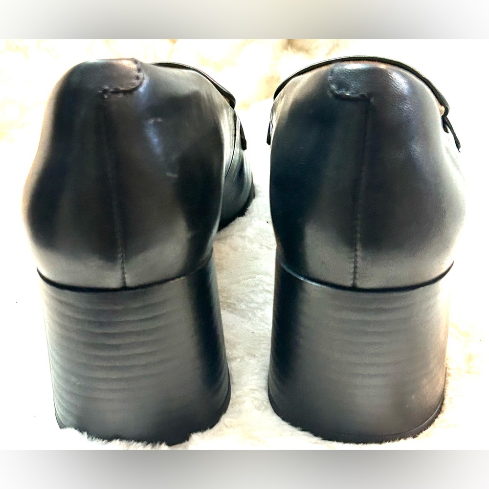 Rockport Black Leather Chunky Block Heel Penny Loafer women’s size 8 - Picture 12 of 13
